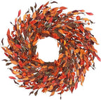 25" Fall Wreaths for Front Door with Pumpkin & Fall Leaves - Thanksgiving Harvest Front Door Wreath Decor, Farmhouse Outdoor Fall Wreath, Large Autumn Wreaths for Outside/Indoor by LOKEISNA