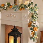 Fall Garland for Mantel, 6 FT Fall Garland with Lights by Waipfaru