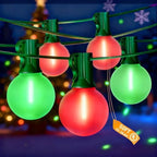 50Ft G40 Outdoor Christmas Lights, LED G40 Colored Christmas Lights with 27 Shatterproof Frosted Globe Light Bulbs(2 Spare) for Holiday Gifts Bistro Balcony Roofline Garden Decor-Red and Green by Jasneniebo