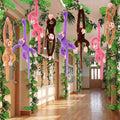 Chivao 69 Pcs Jungle Party Decoration Include 8 Hanging Plush Monkey Stuffed Animal, 10 ft Artificial Rattan, 50 Palm Leaves with 10 Fake Ivy Vine for Classroom Birthday Party Favor(4 Colors) by Chivao