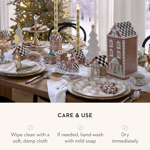 MACKENZIE-CHILDS Enamel Napkin-Ring Set, Brown-and-White Mocha Check - Image 5