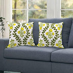 Alysheer Embroidered Decorative Throw Pillow Cover 18"x 18" Set of 2 Yellow - Image 3