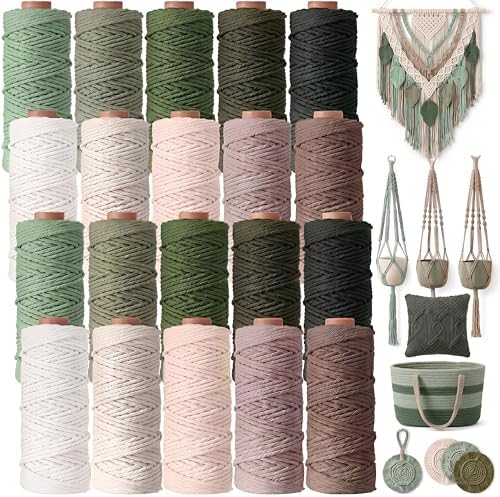 Timgle 20 Rolls Macrame Cord 3 mm X 875 Yards, Spring Colors by Timgle