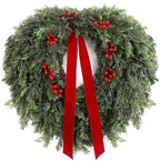Suncalla 32''Christmas Wreath for Front Door Artificial Cedar Winter Wreath | Wreath with Berry and Ribbon, Lifelike Faux Pine Needle, Fake Greenery Wreath, for Porch Holiday Outdoor Xmas Decor - Image 7
