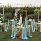 MDS Pack of 12 | Aqua Blue | 14ft Chiffon Table Runner 29x170 Inches Long Romantic Rustic Sheer Gauze Runner for Wedding Bridal Shower Birthday Banquets Engagement Spring Easter Boho Decorations - Image 2