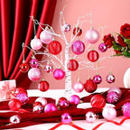 Lunmon 64 Pcs Christmas Ball Ornaments Red Pink and Hot Pink Xmas Bulbs - Image 2