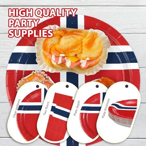 96 Pcs Norway Flag Themed Party Decorations, Serves 24 - Image 6