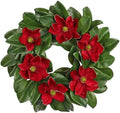 24" Artificial Wreath for Front Door Burgundy Red Magnolia Wreath Greenery for Wedding Christmas Housewarming Thanksgiving Farmhouse Mantel Door Decoration by Arborus