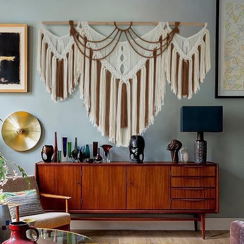 Macrame Wall Hanging Handwoven Geometric Tapestry Woven Decor 47" W*35" L - Image 3