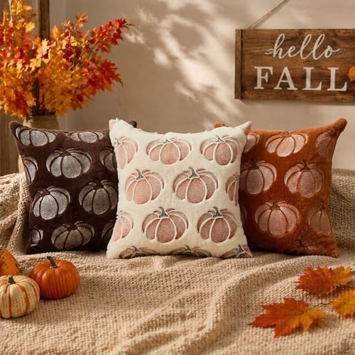 DFXSZ Fall Pillow Covers 26x26 Beige Pumpkin Plush Autumn Home Decor 093A26 - Image 5