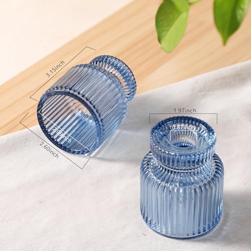 DARJEN 12 Pcs Glass Candlestick Holders- Blue Taper Candlestick Holders Tealight Votive Candle Holders for Table Centerpieces, Wedding, Dinner Party, Home Decor - Image 2