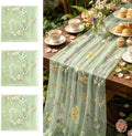 3 Pcs Floral Table Runner 10ft Embroidery Soft Flower Tulle by dgdgcool