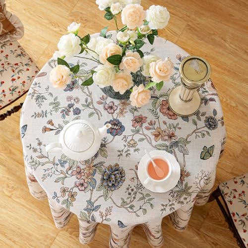 ISAENNE Designer French Round Printed Tablecloth,Diameter 67" - Image 3