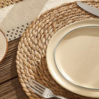 13.8'' Round Woven Placemats Set of 12, Boho Wicker Chargers, Terrekraft - Image 7