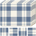 Set of 4 Heat Resistant Country Farmhouse Placemats for Dining Table with Free Set of 4 Matching Drink Coasters Rustic Vintage Design 16 x 12 Inches Cork Backed Hard Placemats/Blue Plaid by Moderry