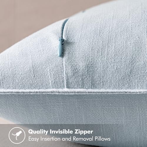 MIULEE Decorative Linen Lumbar Pillow Covers 12x20 Inch Light Blue - Image 3