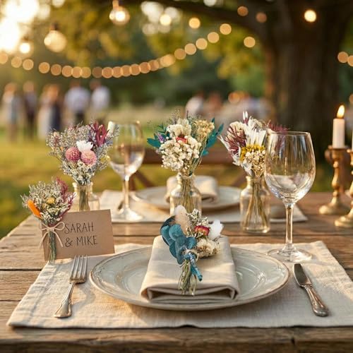 12/24PCS Handmade Dried Flower Bouquet with Stems Natural Dried Wildflowers 7.5 Inch Mini Dry Flowers for Vase Farmhouse Decor, Wedding Styling, Photography Props, Gift DIY(12pcs, Bright) - Image 5