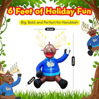Macabee Moose 6 FT Inflatable Hanukkah Decorations – Blow Up Hanukkah Decorations for Outdoor Use, Hanukkahs Inflatables Outdoor with LED Lights, Festive Hanukkahs Yard Decor for Home, Garden, Patio - Image 2