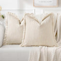 MIULEE Khaki Striped Euro Decorative Throw Pillow Covers, 26x26 by MIULEE