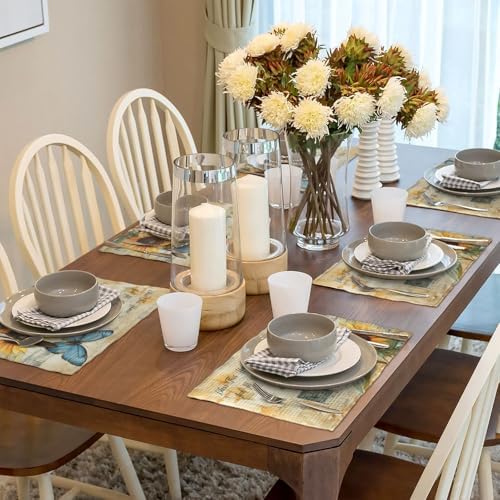 Vintage Butterfly Sunflower Placemats Set of 6 Bless Home and All Who Enter Table Mats Place Mats Decor Imitation Linen Heat Resistant Tablecloth for Dining Kitchen Party Restaurants 12''x18'' - Image 4