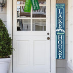 Blue Welcome To The Lake House Door Sign 8x48inch Rustic Wood Lake Theme Welcome Board and Porch Leaner for Front Door Deck or Wall Yard, All Season Vertical Porch Hanging - Image 7