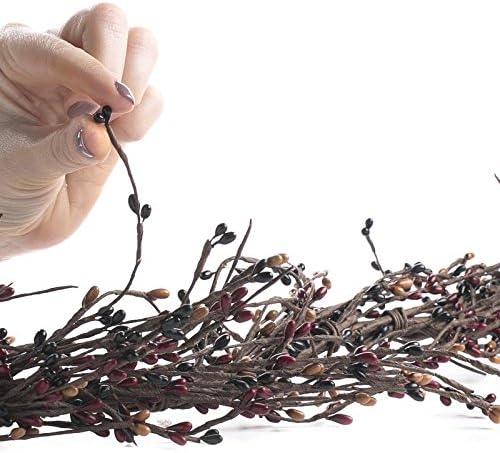 Fall Thanksgiving Pip Berry Garland – 54" Rustic Burgundy, Black & Brown - Image 2
