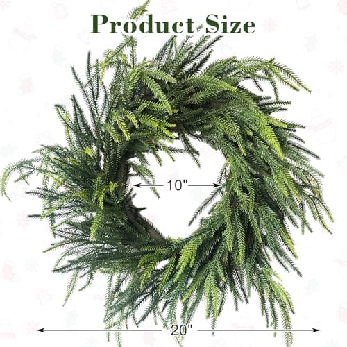 24 Inch Real Touch Norfolk Pine Christmas Wreath for Front Door Outside - Image 5
