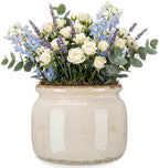 7.7″ Large Vintage Ceramic Plant Pot Pure Beige Rustic Planter with Ice Crackle Glaze & Drainage Hole for Indoor Outdoor Plants Farmhouse Home Kitchen Office Decor Gift for Women Teacher - Image 4