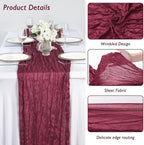 6 Pack Burgundy Red Cheesecloth Table Runner 120 Inch Boho Wedding Decor - Image 3