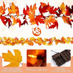 2 Pack 12Ft 50 LED Fall Garland with Lights,8 Modes Waterproof Battery Operated Fall Decorations Lights for Mantle Fireplace Table Indoor Thanksgiving Decor - Image 2