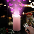XingsLight Valentines Day Decorations Flameless Candles with Romantic Pink Heart Projector Lights Battery Operated LED Candle with Remote and Timer,2 Pack - Image 2