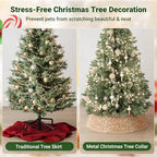 ELYKEN 42 Inch Woven Rattan Christmas Tree Collar, Stylish Seagrass & Water Hyacinth Xmas Tree Skirt for Artificial Trees, Wicker Tree Base Cover with Cord Cut-Out Farmhouse Tree Ring for Home Decor - Image 6