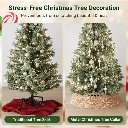 ELYKEN 42 Inch Woven Rattan Christmas Tree Collar, Stylish Seagrass & Water Hyacinth Xmas Tree Skirt for Artificial Trees, Wicker Tree Base Cover with Cord Cut-Out Farmhouse Tree Ring for Home Decor - Image 6