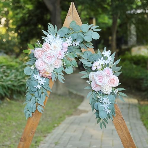 Artificial Pink Wedding Arch Flowers Swag Set of 2 for Welcome Signs, Reception and Ceremony Decorations, Cream Floral Decor, UD-002 - Image 6