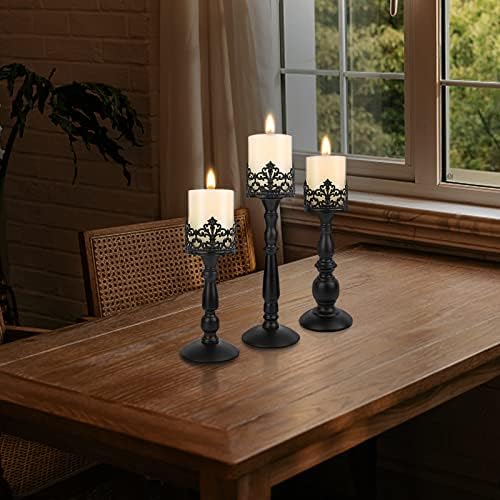 Black Vintage Candle Holder for Table Centerpiece Gothic Candle Stand Set - Image 3