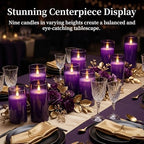 Homemory Purple Flickering Flameless Candles, Battery Operated Acrylic LED Pillar Candles with Remote Control and Timer, Purple Decor, Set of 9 - Image 7