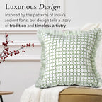 CPC Kelly Green Hand Block Print 100% Cotton Ruffle Throw Pillow Cover 20x20 inch with Hidden Zipper Decorative for Couch, Bed, Sofa, Farmhouse, Cottagecore Decor Gift Christmas Fall Thanksgiving - Image 4