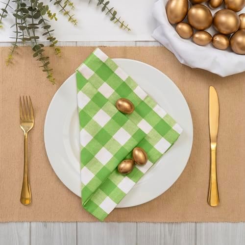 Blue Needles Gingham Buffalo Plaid Cotton Dinner Napkins Set of 12-18"x18" - Image 2