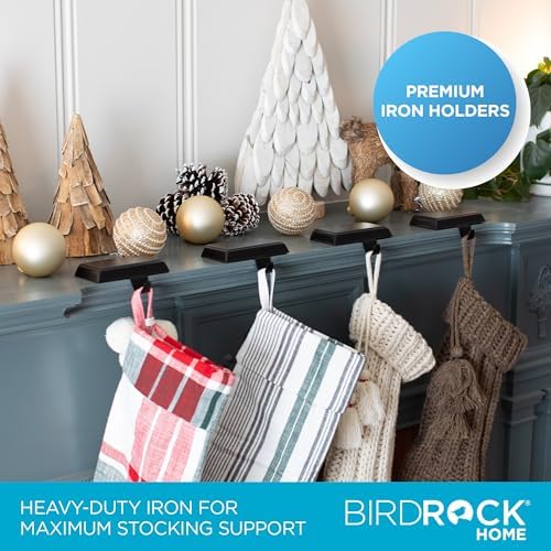 BIRDROCK HOME 4pk Flat Top Holiday Stocking Holder for Mantle | Black Finish with Non-Scratch Base | Fireplace Hook for Christmas Stockings Decor - Image 4