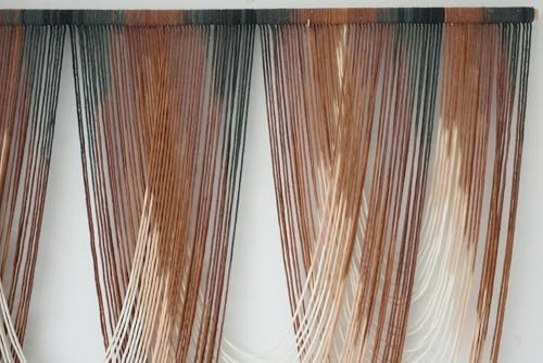 Macrame Wall Hanging Dip Dyed Brown Fiber Tapestry Boho Decor 57" W x 41" L - Image 6