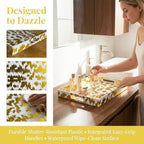 White & Gold Glitter Abstract Serving Tray with Handles, 15.8”x11.7”x1.6” Rectangular Decor Tray – Multipurpose for Breakfast in Bed, Bathroom Vanity, Living Room & Entertaining - Image 6