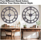 30 Inch Slate Gray Giant Round Roman Numerals Large Wall Clocks - Image 2