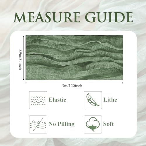 Cheesecloth Table Runner 10FT 12Pcs Sage Green Boho Gauze Sheer Runners - Image 2