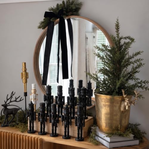 Amyhill 12 Pcs Black Christmas Nutcracker Ornaments, Wooden Vintage - Image 5