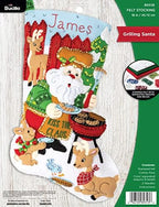 Bucilla Felt Applique 18" Stocking Making Kit, Grilling Santa, Perfect for DIY Arts and Crafts, 89313E by Bucilla