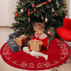 72inch Extra Large Christmas Tree Skirt Red Luxury Velvet Plush Fur Skirts Baroque Tree Skirts with Gold Embroidered Pearls and Crystals Trees Skirt for Christmas Holiday Party Home Decorations - Image 4