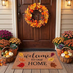 2 Pcs Fall Welcome Door Mat and Wreath for Front Door Autumn Outdoor Mat by Tingjoo