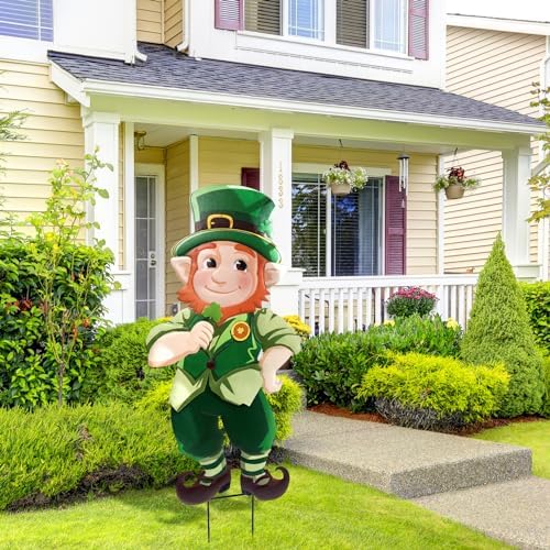 St. Patrick's Day Yard Signs Leprechaun Garden Stakes, 41.3" H Metal St. Patrick's Day Decorations Outdoor, Decorative Irish St. Patrick's Day Garden Sign for Home Party Yard Lawn Patio Porch Decor - Image 5