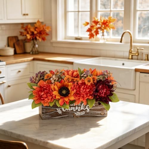 Fall Centerpiece for Table Fall Fake Flower in Pot Fall Floral Arrangement - Image 5