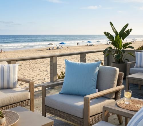 Outdoor/Indoor Sunbrella Throw Pillows Square Set of 2 Pieces 16 inch x 16 inch Cast Horizon - Cover Only, Insert Not Included - Image 3